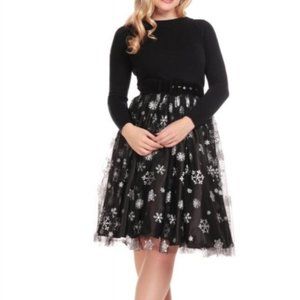 MODCLOTH Elsa Winter Snowflake Tulle Doll Skirt UK 14/US L Christmas Ski…